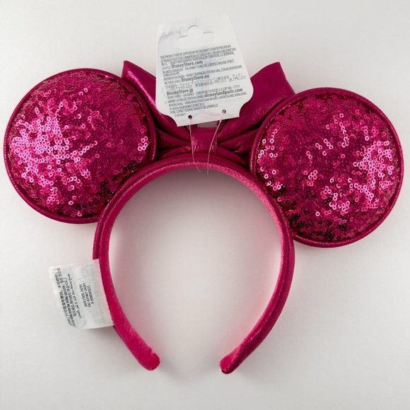 NWT Disney Minnie Mouse Bright Pink Sequined Ears Headband - Picture 4 of 4